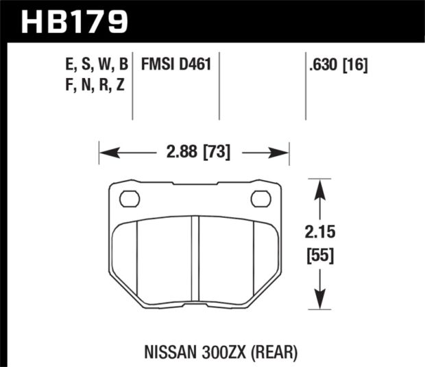 Hawk 2/1989-1996 Nissan 300ZX Base (Excl. Turbo) HPS 5.0 Rear Brake Pads - HB179B.630