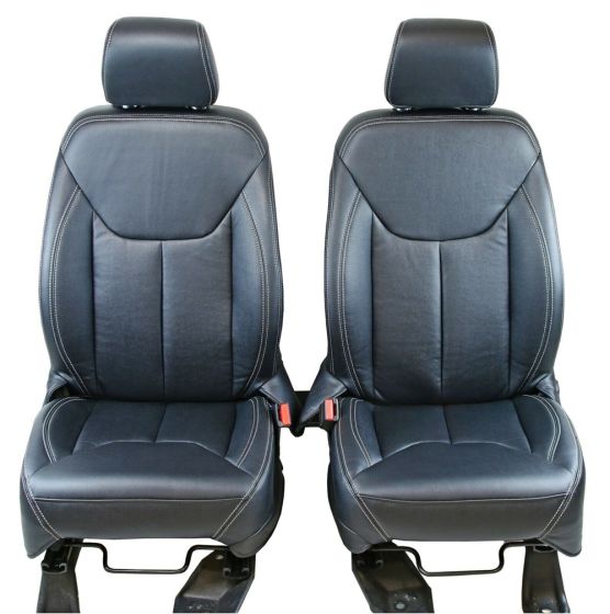 Sierra Seat Front & Rear Kit, Jeep, 2013-18, Synthetic Leather, Black, Grey Stitching, incl HR, 60/40 Split Rear