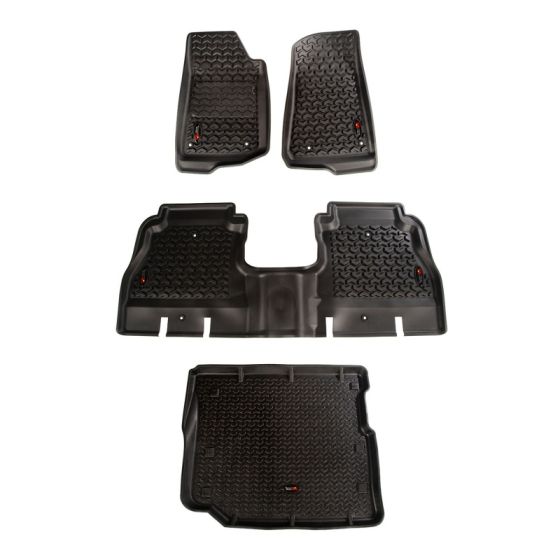 Rugged Ridge Floor Liner Front/Rear/Cargo Black 18-21 Jeep Wrangler JL 4 Dr (Excl. 4XE Models) - 12988.05