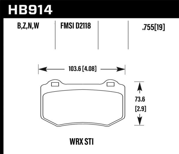 Hawk 2018 Subaru WRX STI Performance Ceramic Street Brake Pads - HB914Z.580