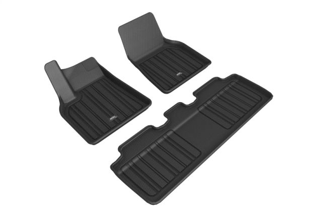 3D MAXpider 2020-2021 Tesla Model Y Elitect 1st & 2nd Row Floormats - Black - E1TL02701809