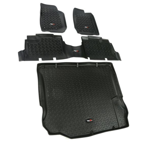 Rugged Ridge Floor Liner Front/Rear/Cargo Black 2011-2018 Jeep Wrangler Unlimited JK 4 Dr - 12988.04