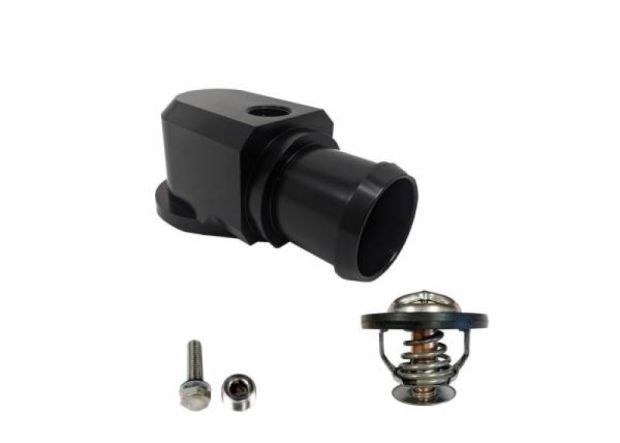 Granatelli 18-19 Jeep Trackhawk Billet Thermostat Housing w/160 Deg Thermostat - Black - 430160B