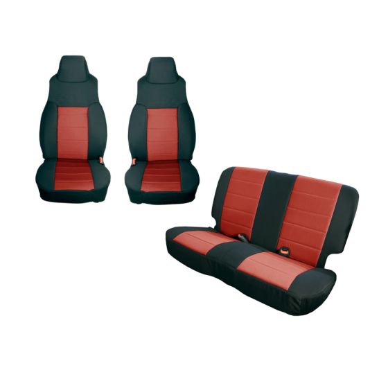 Rugged Ridge Seat Cover Kit Black/Red 91-95 Jeep Wrangler YJ - 13291.53