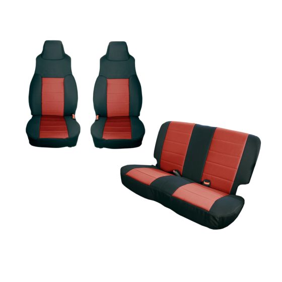 Rugged Ridge Seat Cover Kit Black/Red 03-06 Jeep Wrangler TJ - 13293.53